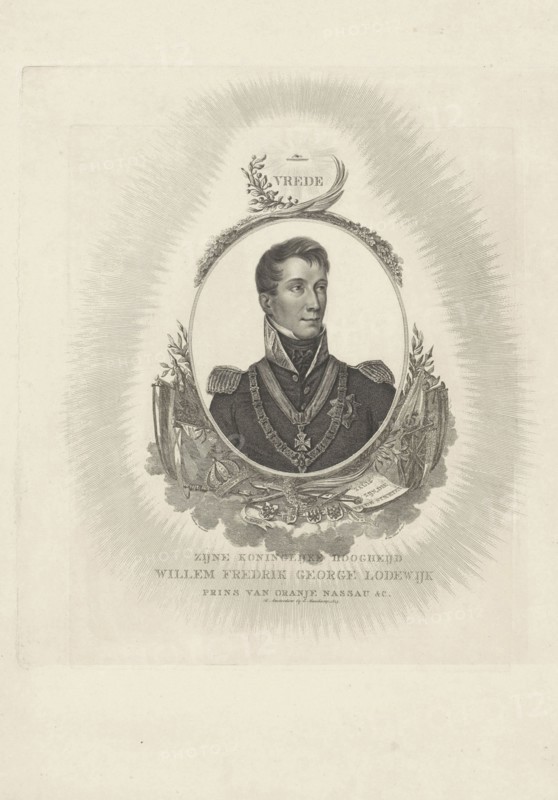 Portrait of William II, King of the Netherlands, Willem van Senus, Evert Maaskamp, 1815