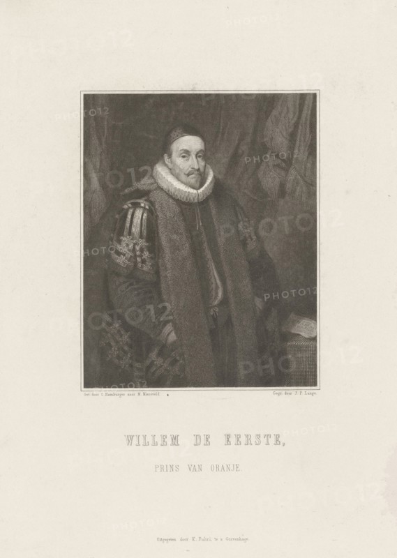 Portrait of William I, Prince of Orange, Johannes Philippus Lange, Koenraad Fuhri, 1837-1855
