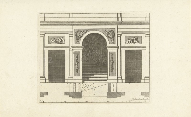 Wall Composition in the form of triumphal arch, interior, decoration, design, ornament, ornamental, architecture, Cornelis Danckerts (I), Pieter Jansz. Post, Justus Danckerts c. 1675 - c. 1686