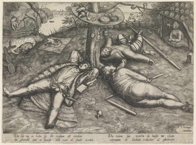 Luilekkerland, cockaigne, Attributed to Pieter van der Heyden, 1567-1600