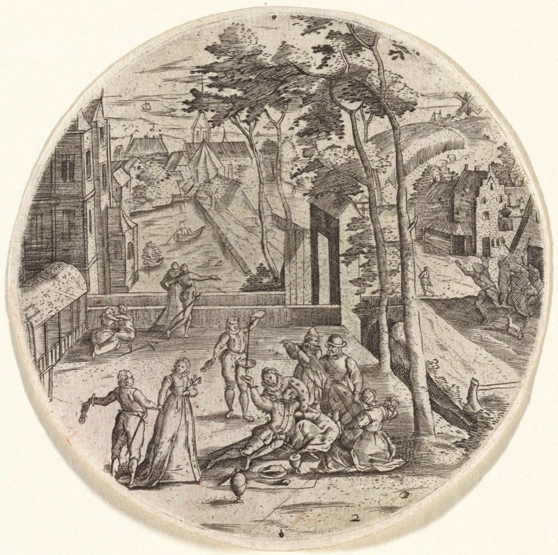 Prodigal son squanders his money, Anonymous, 1612