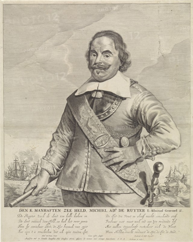 Portrait of Michiel Adriaensz de Ruyter, Jan de Visscher, Frederik de Wit, 1652 - 1701