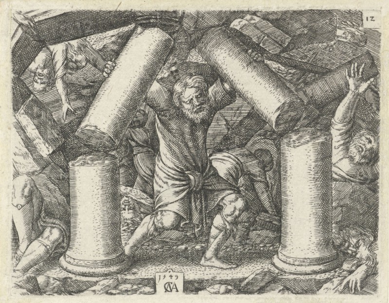 Samson's death, Cornelis Massijs, 1549