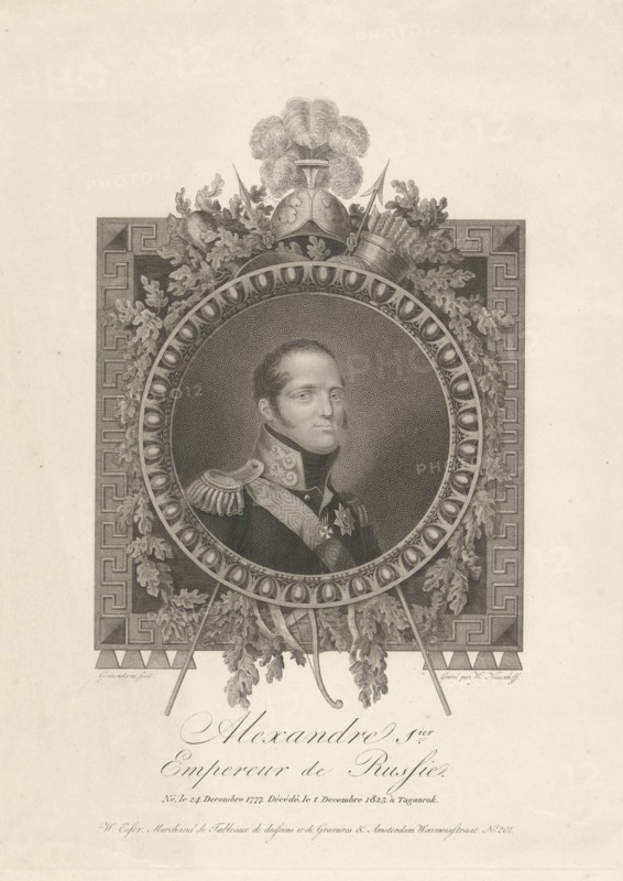 Portrait of Tsar Alexander I of Russia, Walraad Nieuwhoff, W. Esser, 1825-1827