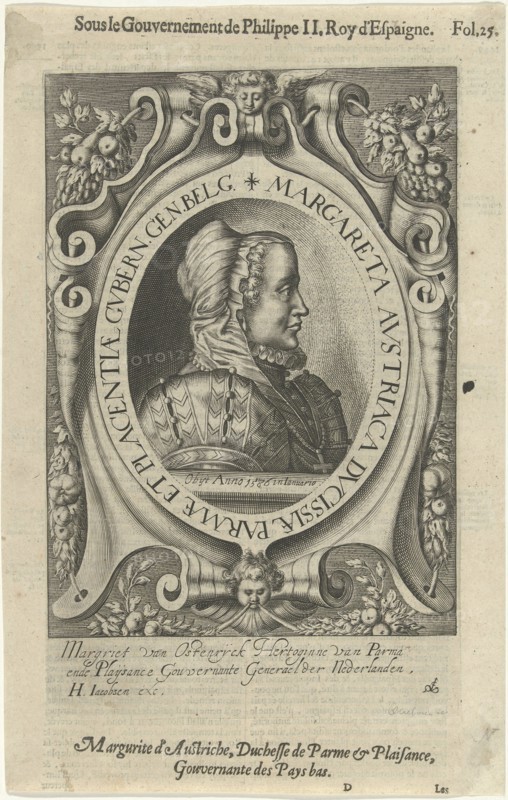 Portrait of Margaret of Parma, Regent of the Netherlands, Crispijn van den Queborn, 1614 - 1623