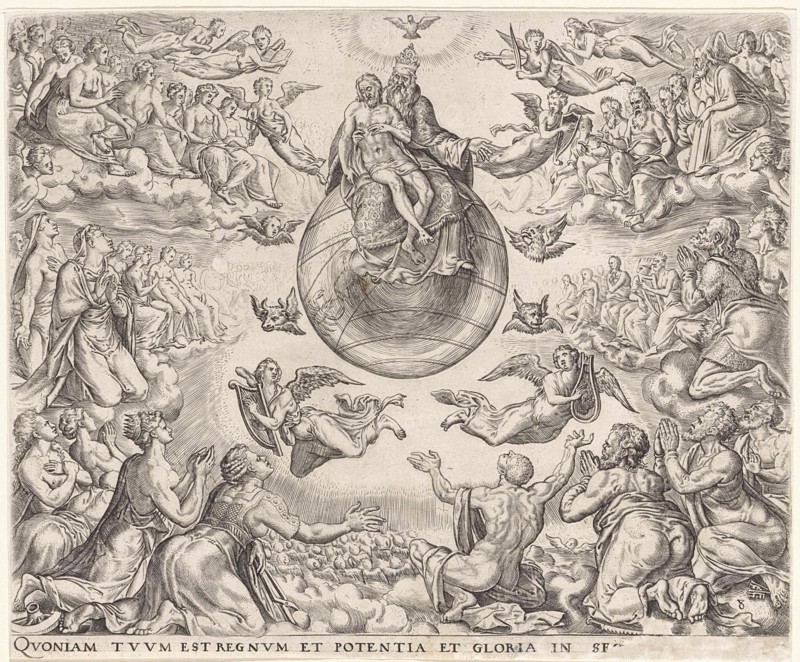 Adoration of the Trinity, Johannes Wierix, Maarten van Heemskerck, Philips Galle, 1569 - 1573