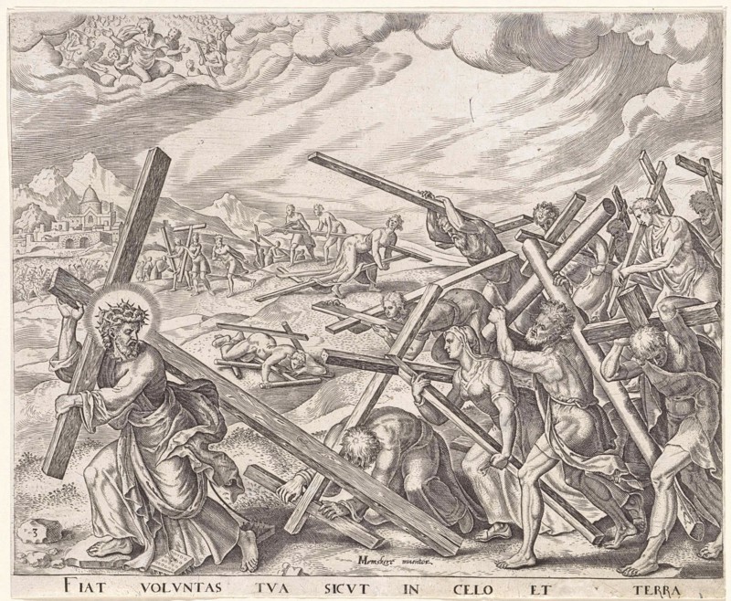 Let your will be done on earth as in heaven, Johannes Wierix, Philips Galle, 1569 - 1573