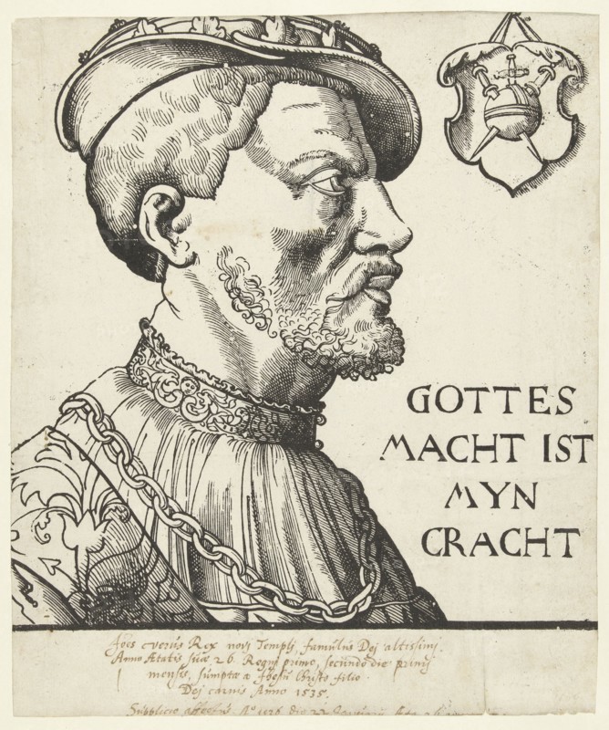 Portrait of Jan van Leyden, print maker: Heinrich Aldegrever possibly, 1530 - 1540