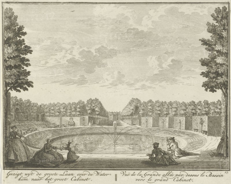 Basin in the garden of House ter Meer in Maarssen, The Netherlands, Hendrik de Leth, c. 1740