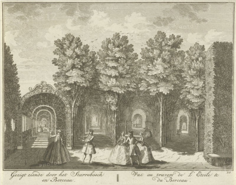 View of the Sterrenbos in the garden of House ter Meer in Maarssen, The Netherlands, Hendrik de Leth, c. 1740