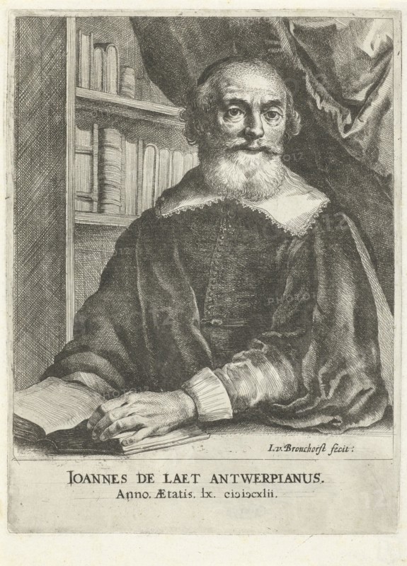 Portrait of Johannes de Laet at the age of sixty, print maker: Jan Gerritsz. van Bronchorst, 1641 - 1661
