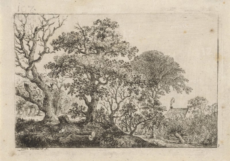 Landscape with a house with a smoking chimney, Jean Vaillant, 1637 - 1674