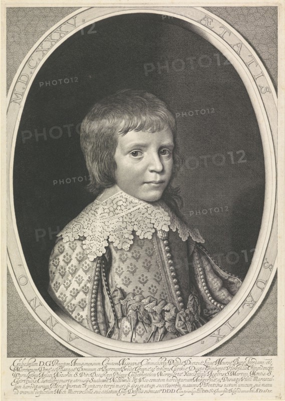 Portrait of Willem II in an oval, print maker: Willem Jacobsz. Delff (mentioned on object), Dating 1635