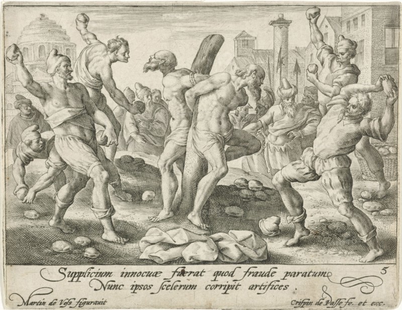 Stoning of the Elders, Crispijn van de Passe (I), 1574 - 1637