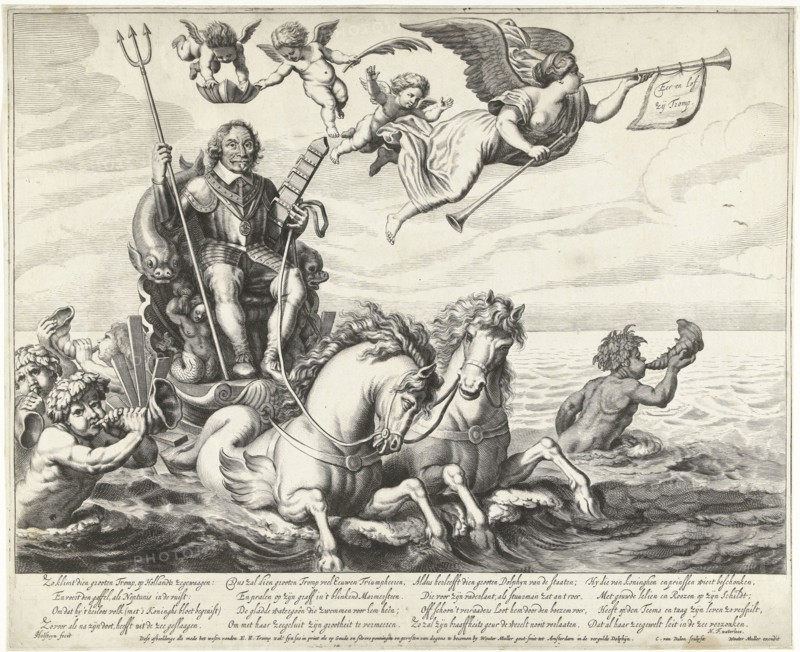 Admiral Maarten Tromp Harpertsz on chariot, Cornelis van Dalen (II), Wouter Muller, Herman Frederik Waterloos, 1653 - 1664