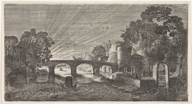 River view at sunset, Jan van de Velde (II), 1639 - 1641
