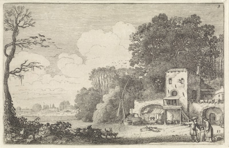 Landscape with the dismissal of Hagar and Isamel, Jan van de Velde (II), 1616