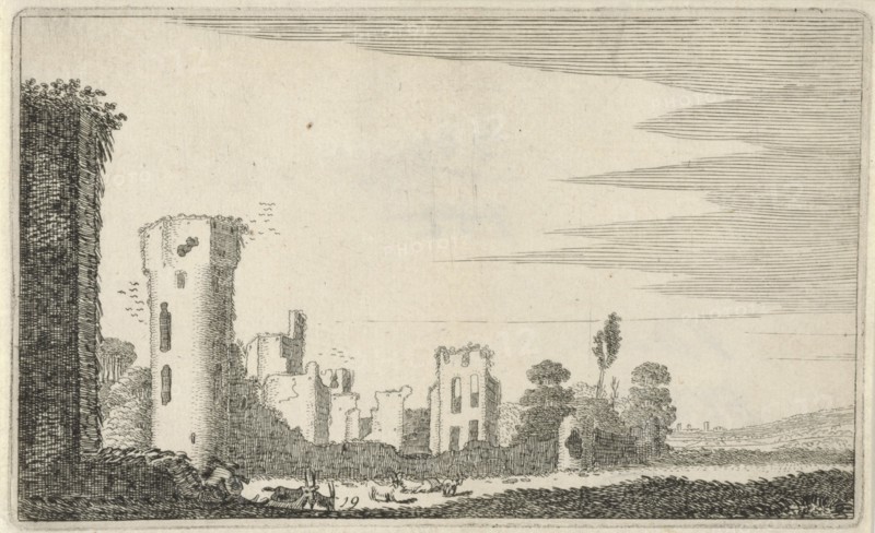 Goatherd in a ruined castle, Jan van de Velde (II), 1616