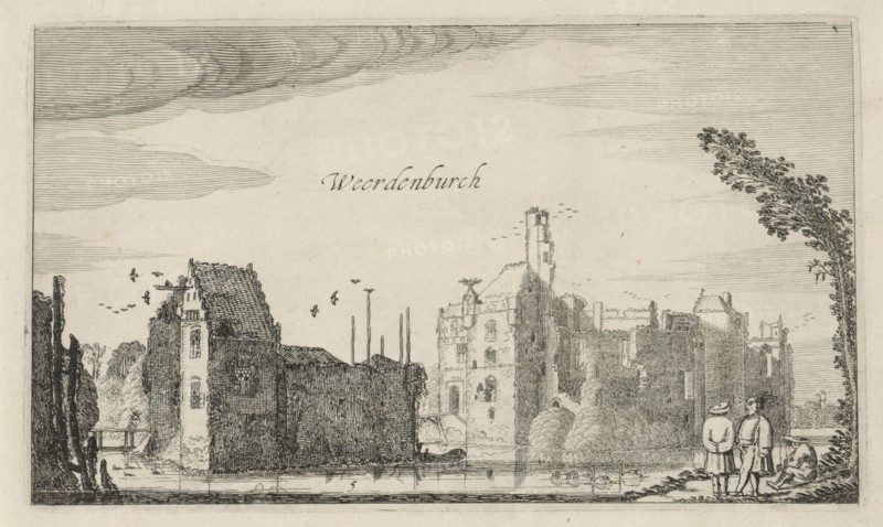 View of the ruins of Castle Waardenburg, The Netherlands, Jan van de Velde (II), Robert de Baudous, 1616