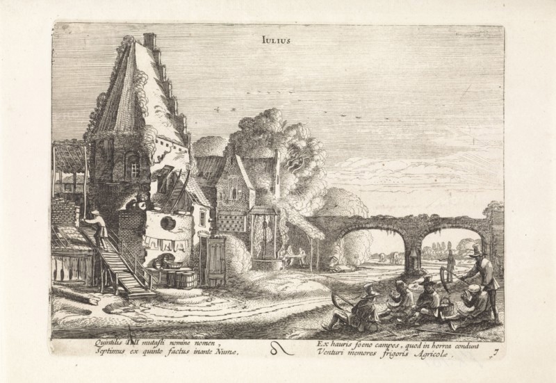 mowers Resting at home: july, Jan van de Velde (II), 1608-1618