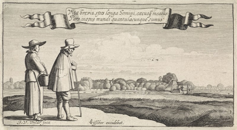 landscape with a peasant couple, Jan van de Velde (II), Claes Jansz. Visscher (II), 1603 - 1652