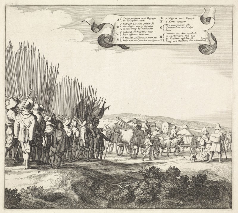 Exodus from the Spanish army from Maastricht, 1632 (plate 6), Jan van de Velde (II), Jan Martszen de Jonge, Claes Jansz. Visscher (II), 1632