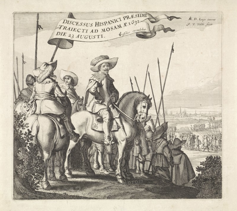 Exodus from the Spanish army from Maastricht, 1632, Jan van de Velde (II), Claes Jansz. Visscher (II), 1632