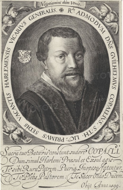 Portrait of William Copallius, Roman Catholic clergyman in Haarlem, The Netherlands, print maker: Jan van de Velde (II), Dating 1603 - 1641