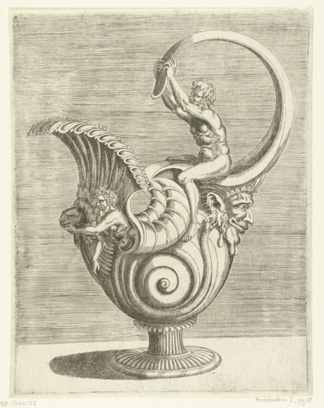 Jug in the form of a snail shell, Balthazar van den Bos, Cornelis Floris (II), Hieronymus Cock, 1548