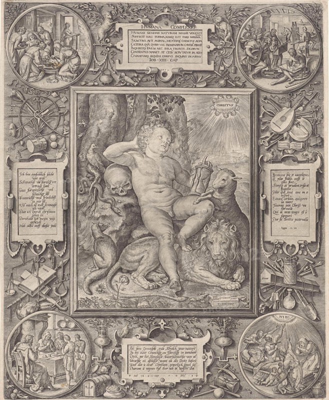 Allegorie on the complexity of the human, Johannes Wierix, Willem van Haecht (I), Godefried van Haecht, 1579