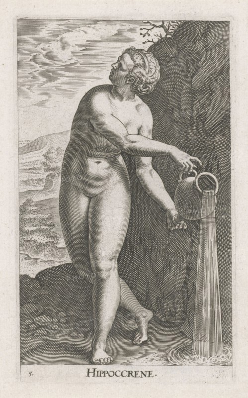 Water Nymph Hippoccrene, Philips Galle, 1587