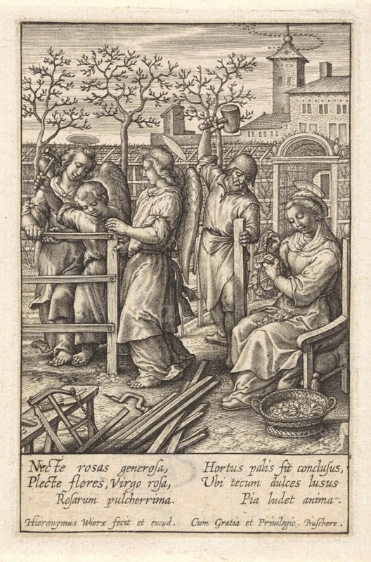 Christ child builds a fence, Hieronymus Wierix, 1563 - before 1619