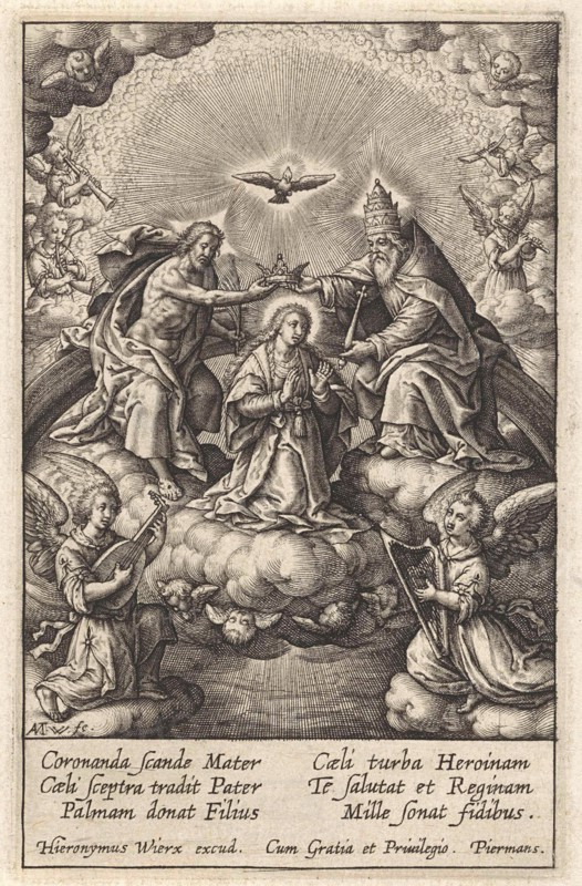 Coronation of Mary, Antonie Wierix (III), Hieronymus Wierix, Piermans, 1606 - before 1619