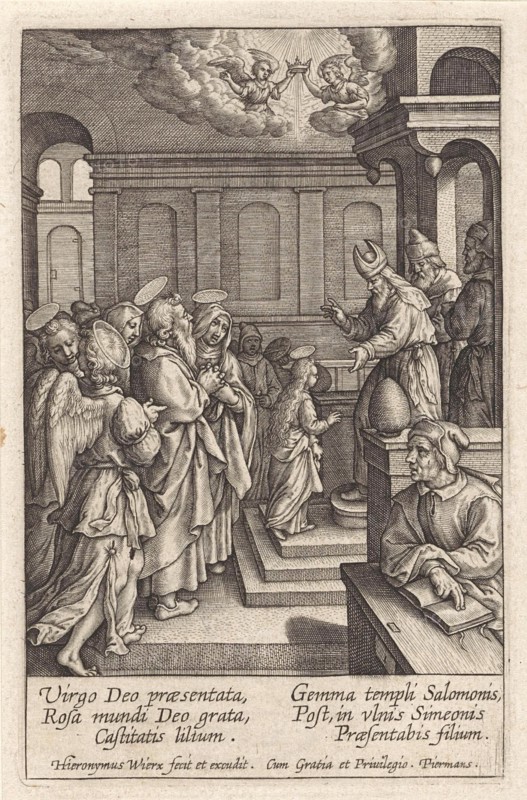 Presentation of Mary in the Temple, print maker: Hieronymus Wierix, 1563 - before 1619