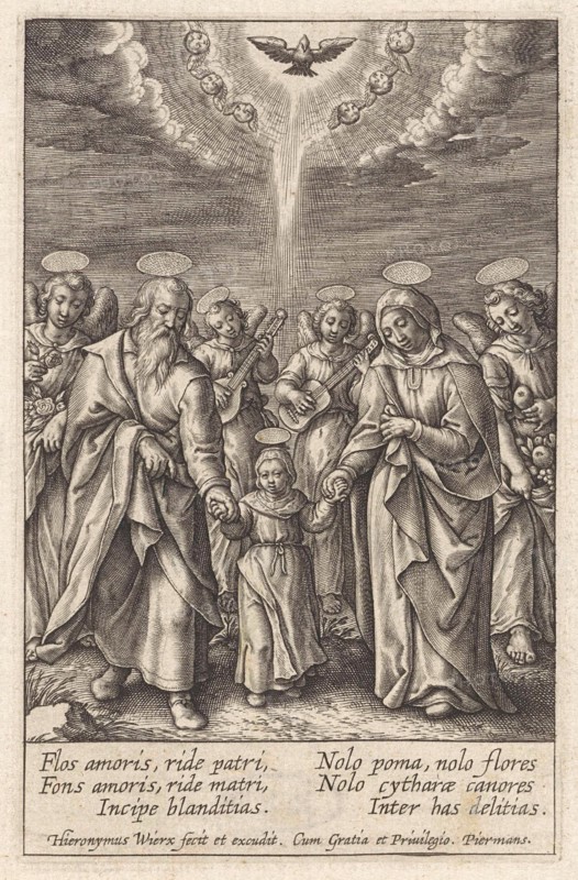 Maria with her parents Joachim and Anna, Hieronymus Wierix, 1563 - before 1619