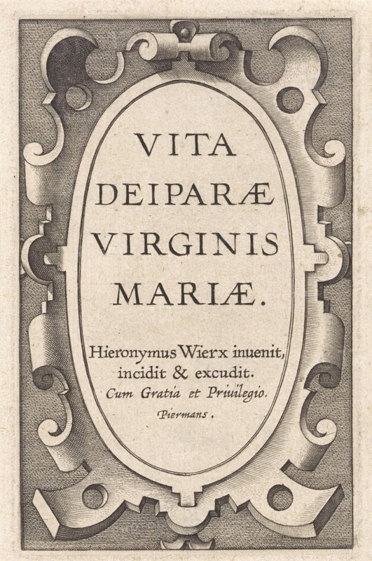 Cartouche with title, Hieronymus Wierix, 1563 - before 1619