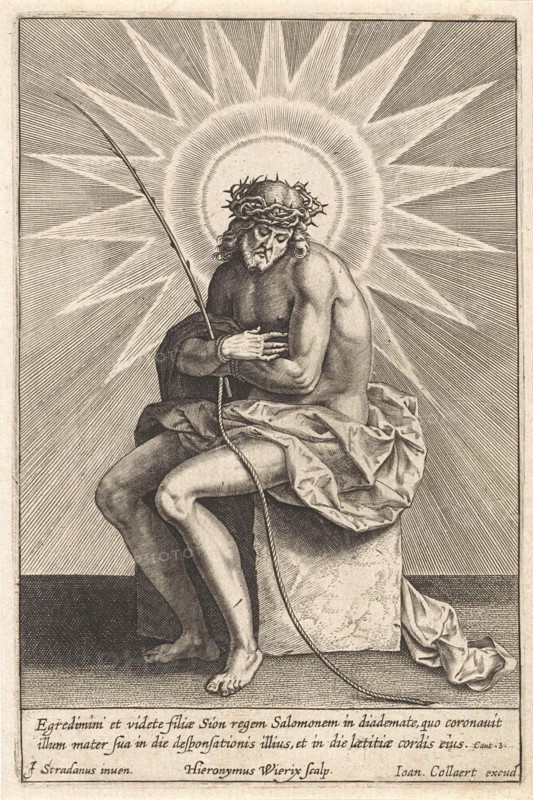 Christ on the cold stone, Hieronymus Wierix, Jan Baptiste Collaert, 1563 - before 1612