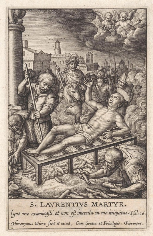 Martyrdom of St. Lawrence, Hieronymus Wierix, 1563 - before 1619