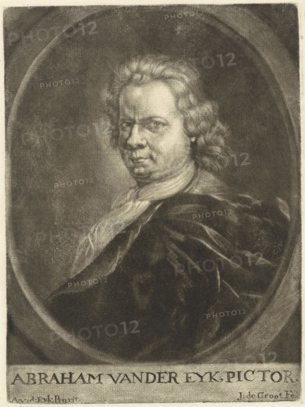 Self-portrait of the painter Abraham van der Eyk, Jan de Groot, 1698 - 1776
