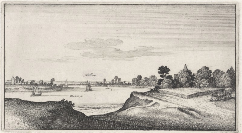 Landscape with view on Mulheim, Wenceslaus Hollar, 1643-1644