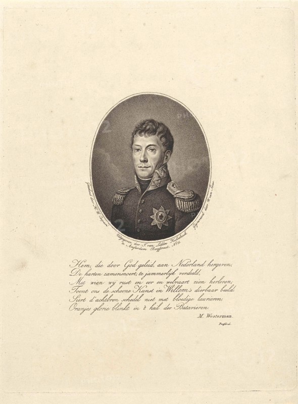 Portrait of Frederick William I (king of the Netherlands), Willem van Senus, Marten Westerman, J. van Ledden Hulsebosch, 1814 - 1843