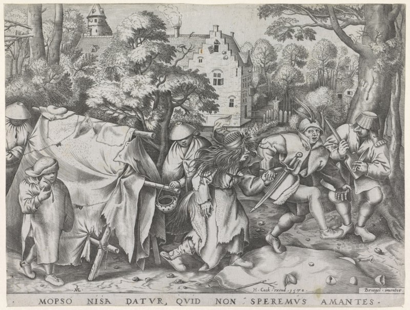 Dirty bride or wedding of Mopsus and Nisa, Pieter van der Heyden, Hieronymus Cock, 1570