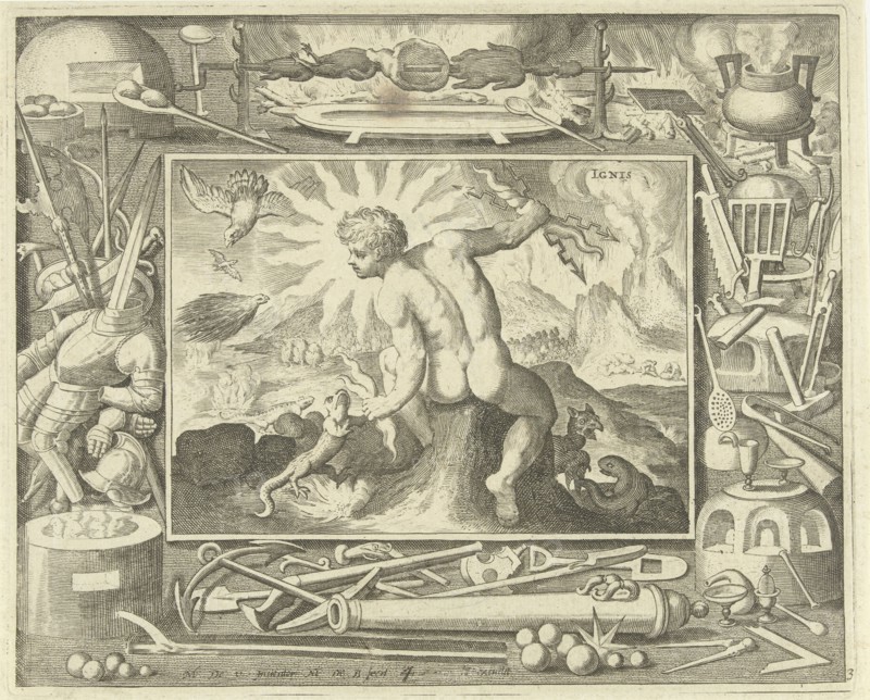 Element fire as a young man with lightning, Nicolaes de Bruyn, 1581-1656
