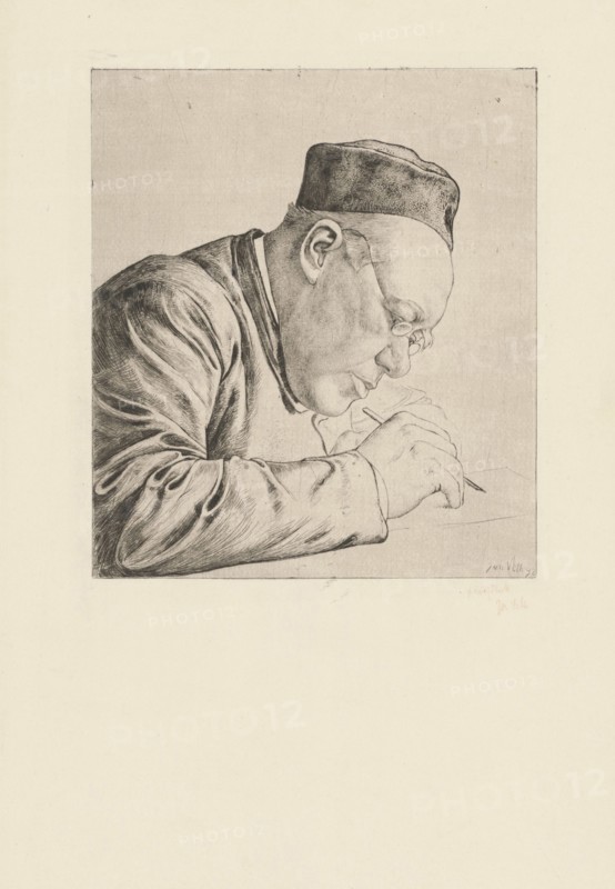 Prof.Dr. H.J.A.M. Schaepman, middle, writing in profile to right Signed lower right 92 Jan Veth, Jan Veth, 1874 - 1925