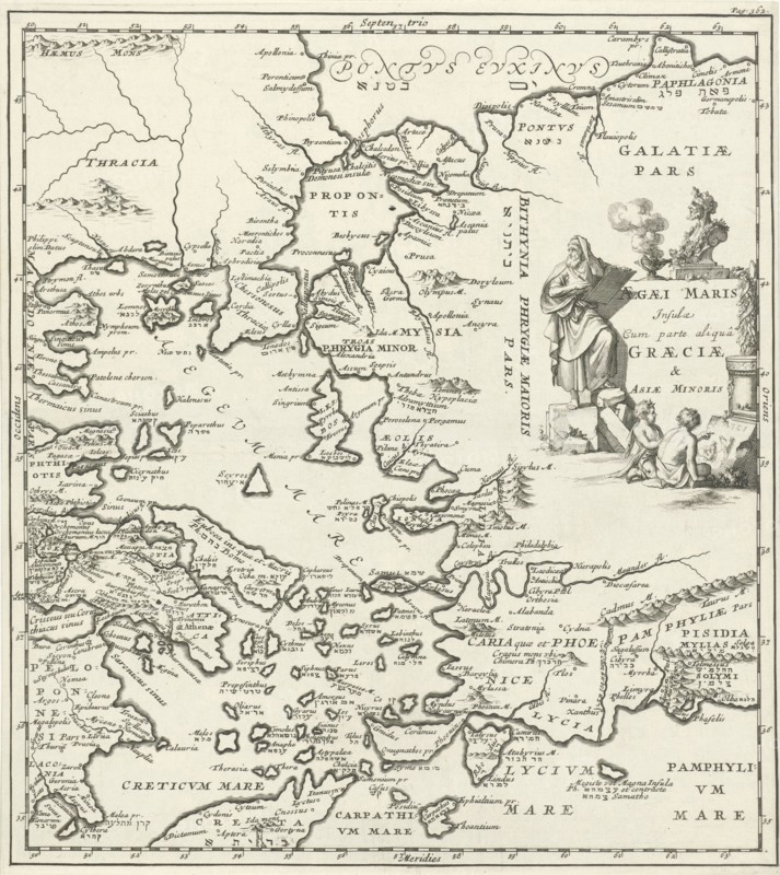 Aegean Card with parts of Greece and Asia Minor, Jan Luyken, Cornelis Boutesteyn, Jordaan Luchtmans, 1692