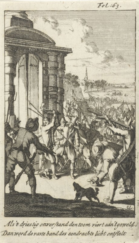 Storming the North Gate in Middelburg by rebellious peasants, 1672, The Netherlands