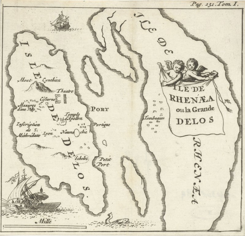 Map of the Cycladic islands of Delos and Rhenia, Greece, Jan Luyken, Hendrick and Dirk Boom, 1679