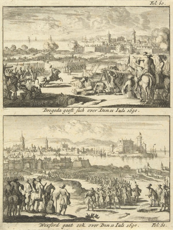 Drogheda and Wexford surrender, 1690, print maker: Jan Luyken, 1690