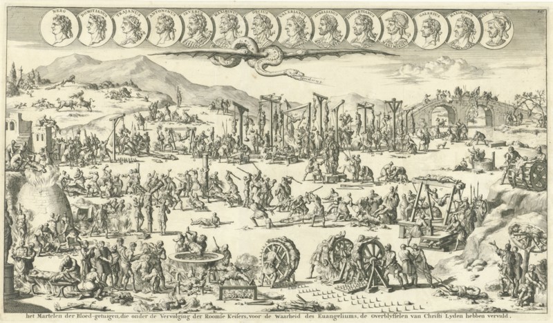 Christian Persecution in Roman times, Jan Luyken, Wilhelmus Goeree (I), 1690