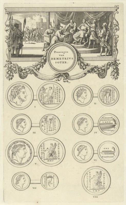 Demetrius I Soter is offered the crown of Judea, Jan Luyken, Wilhelmus Goeree (I), 1690